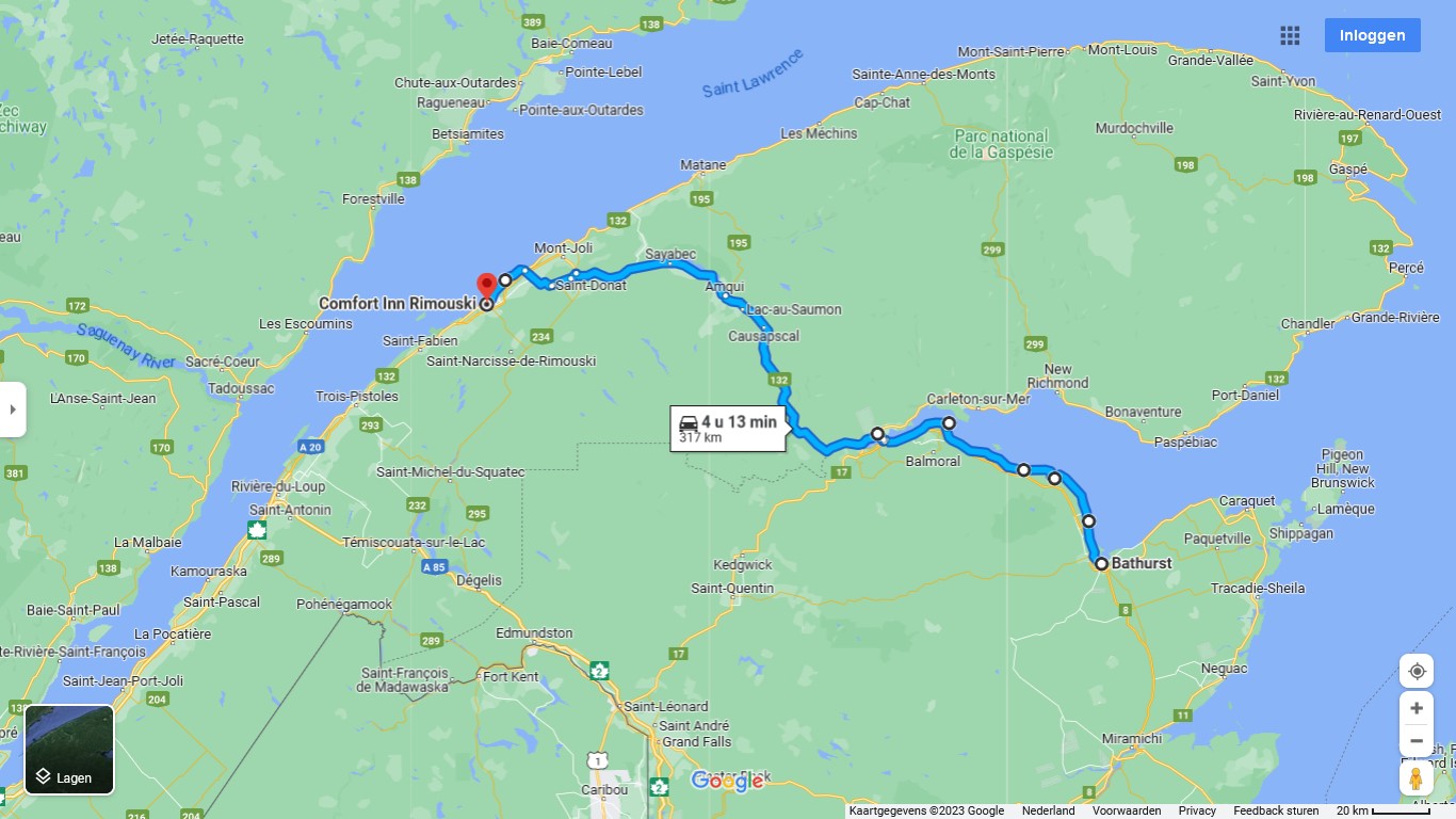 Route naar Rimouski